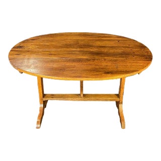 Large Oval Cherry French Early 19th Century Tilting Wine Tasting Table For Sale