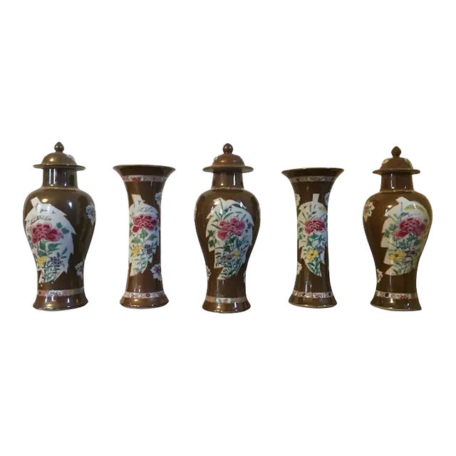 Antique 18th Century Chinese Export Porcelain Vases - Set of 5 For Sale
