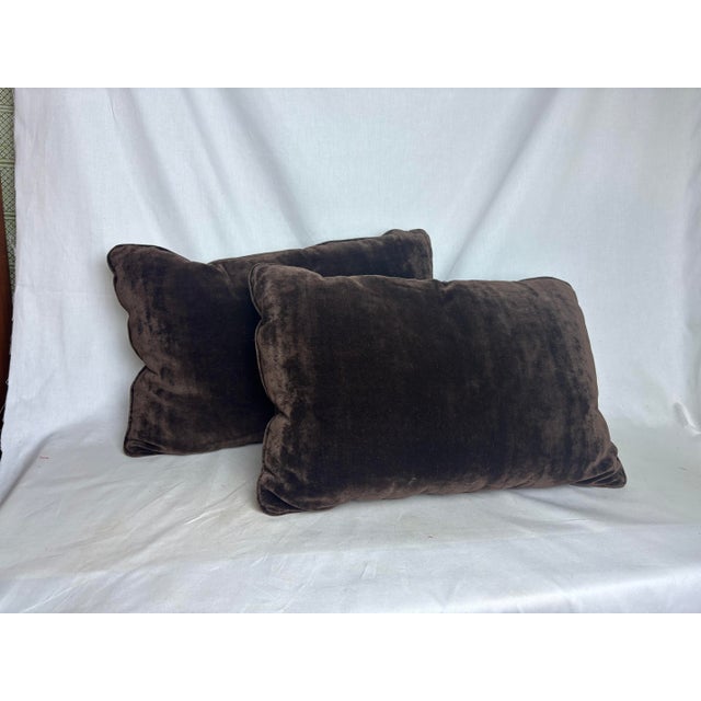 Two lovely brown throw pillows in velvet. Very soft and luxurious feeling, and versatile for a number of design styles and...