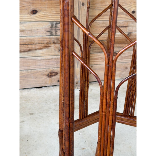 Vintage Coastal Bamboo Hexagonal Pedestal Plant Stand/Side Table For Sale In Naples, FL - Image 6 of 12