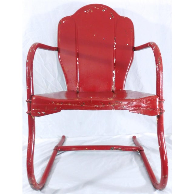 Vintage Steel Cantilever/Springer/Bouncer Patio Chairs - 2 Different For Sale - Image 11 of 17