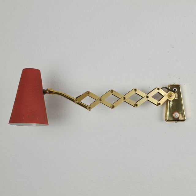 Red Vintage Diabolo Scissor Lamp by Karl Lang for Sis-Licht, Germany, 1950s For Sale - Image 8 of 18