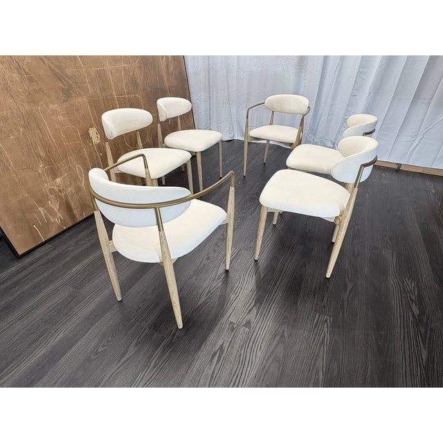 Restoration Hardware Arno Fabric Dining Chairs Complete Set of 6 | 4 Side Chairs & 2 Armchairs For Sale - Image 16 of 18