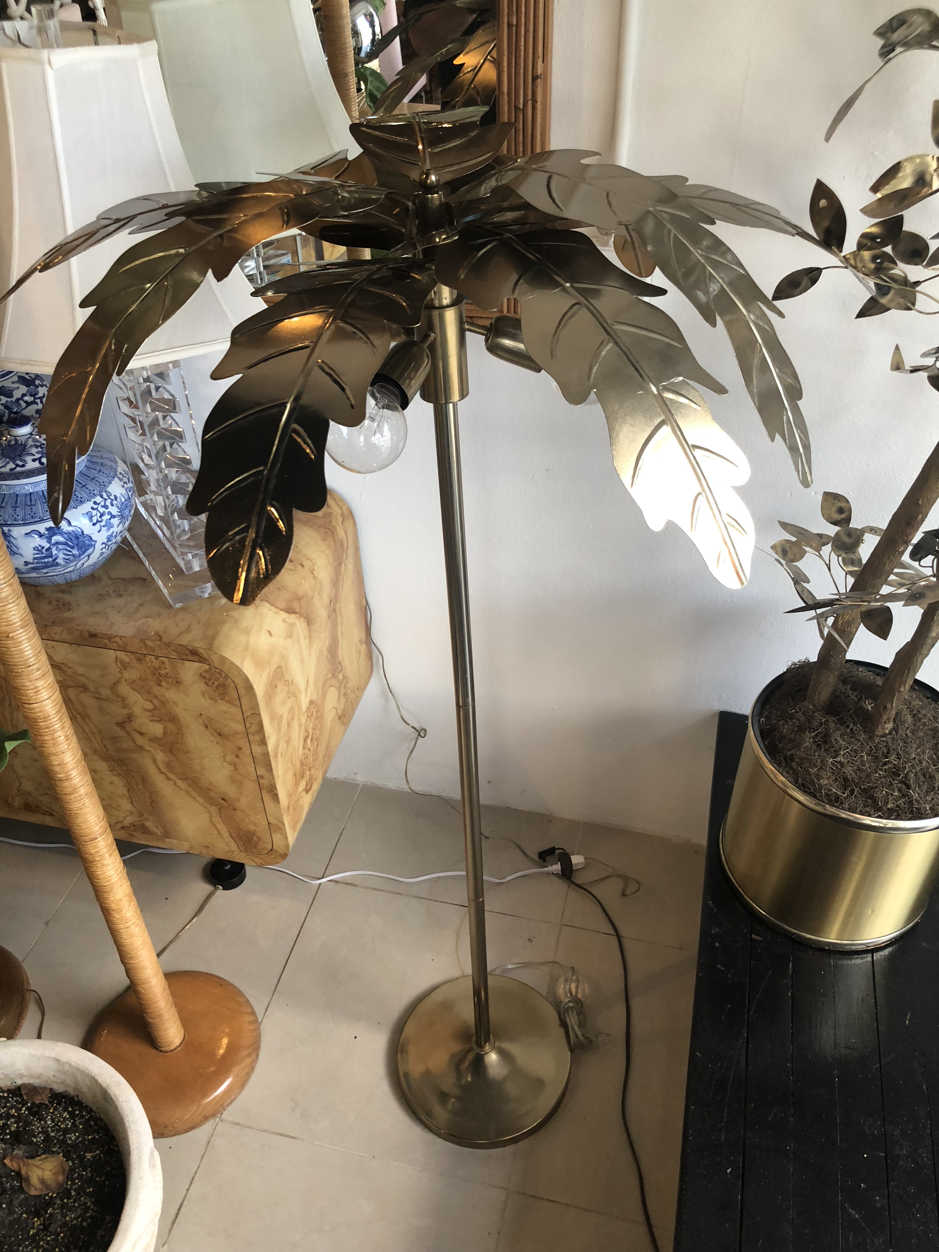 outdoor metal palm tree floor lamp