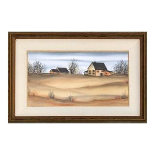 Dessie Wilcox "Sandy Hook Farmhouse" Watercolor Landscape 1994 For Sale