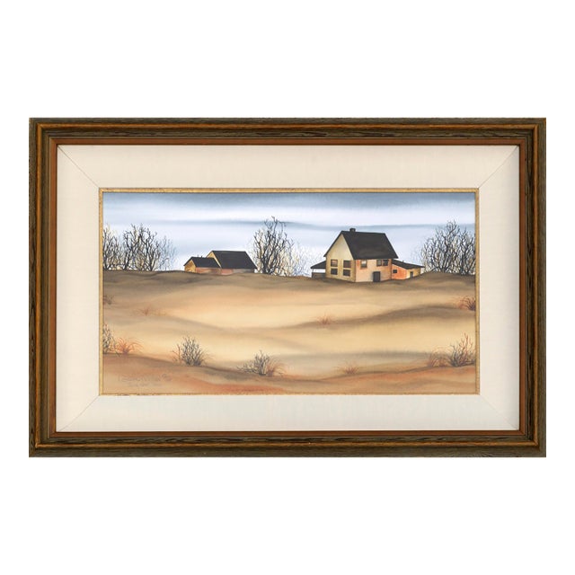 Dessie Wilcox "Sandy Hook Farmhouse" Watercolor Landscape 1994 For Sale