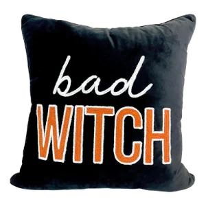 Boho Chic Americana Halloween Good Witch-Bad Witch Pillow.