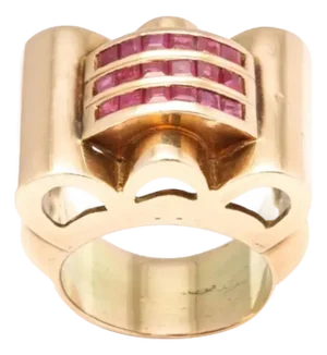 Italian 14 Kt Rose Gold Ring Circa 1940s