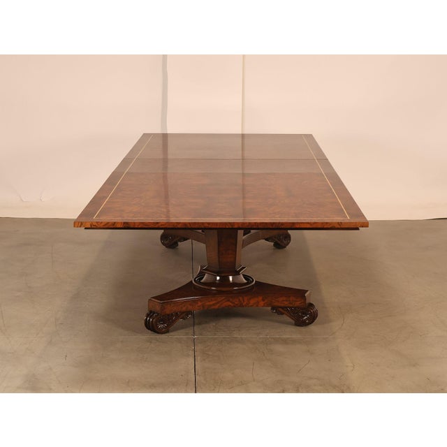 Custom Regency Style Burl Walnut Double Pedestal 12' Dining Table For Sale - Image 15 of 18