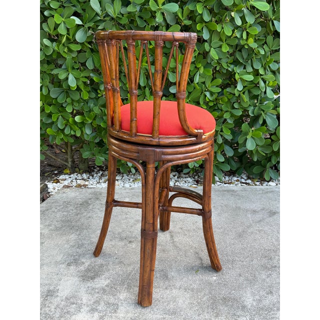 Tommy Bahama Tommy Bahama Island Estate Faux Bamboo Swivel Barstools, Set of Four For Sale - Image 4 of 12