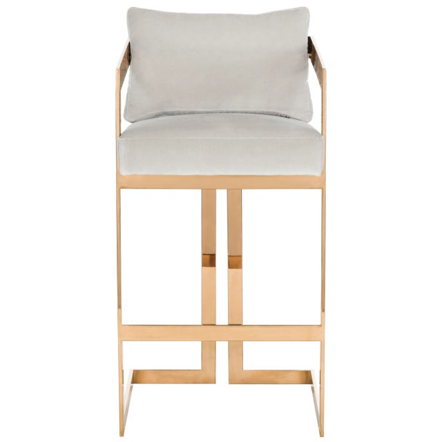 Velvet Barstool in Giotto Almond For Sale - Image 4 of 4