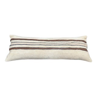Turkish Hemp Pillow Cushion Natural Beige Brown Cushion Cover 14"x40" For Sale