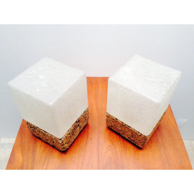 Ice Cube Crackled Glass Table Lamps - A Pair For Sale - Image 9 of 10