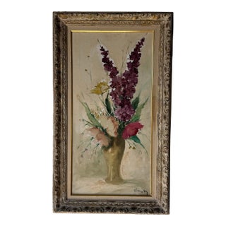 1970’s Vintage Still Life Floral Oil on Canvas Painting, Signed For Sale