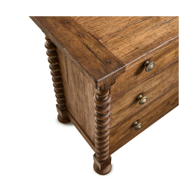 Brown Wide Bobbin-Turned 3-Drawer Nightstand For Sale - Image 8 of 11