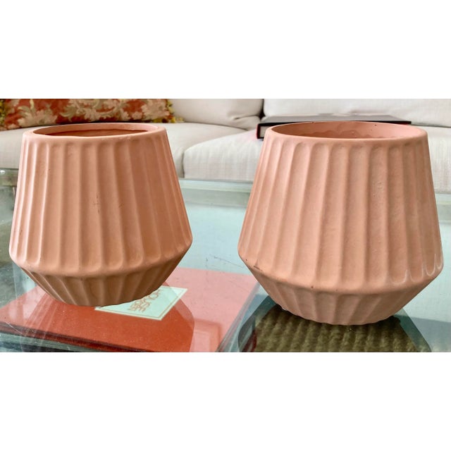 1970s Modern 1970s Natural Matte Terra Cotta Cachepots - a Pair For Sale - Image 5 of 10