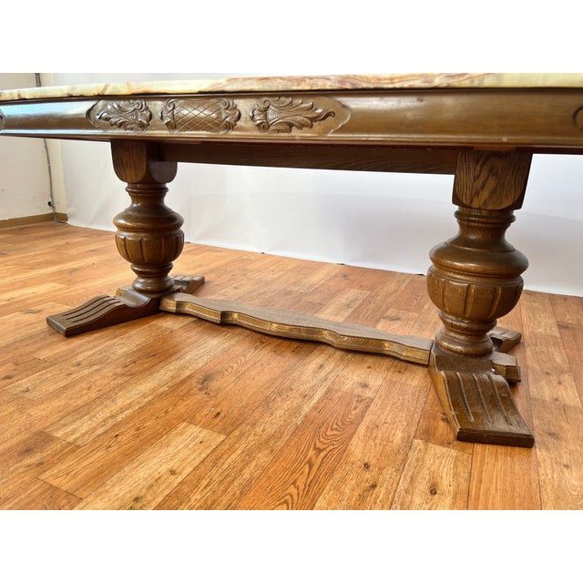 Wood Wilhelminian Style Coffee Table with Onyx Top, 1960s For Sale - Image 7 of 15