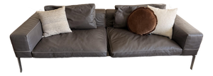 Lifesteel - Flexform Italian Leather Sofa – Dark Grey – Modern Design