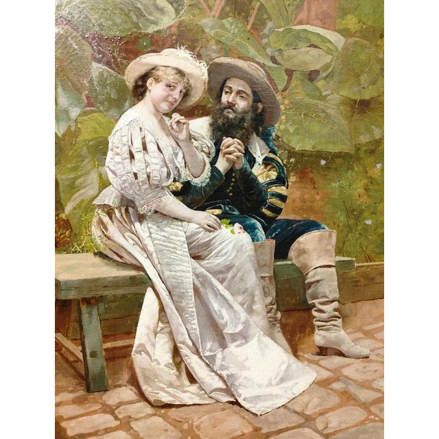 Large oil on canvas by Giovanni Battista Filosa. Romantic oil painting of the XIX century signed FILOSA. The quality and...