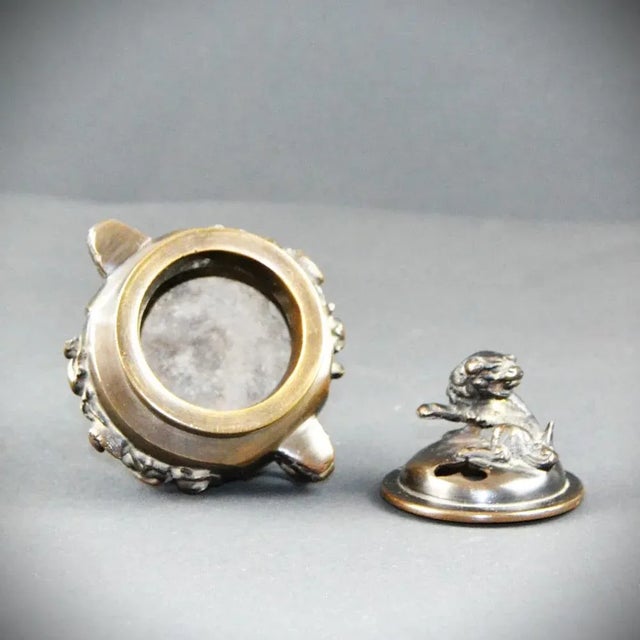 Vintage Oriental Incense Burner in Bronze, 1920s For Sale - Image 9 of 11