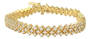 Basketweave Diamond Tennis Bracelet 4.25cttw 14k Yellow Gold