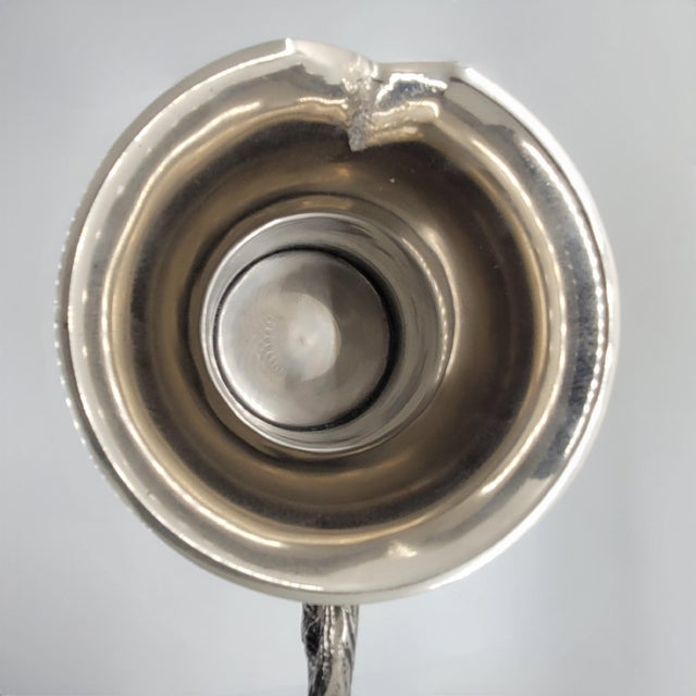 Late 20th Century Late 20th Century Silver Tone Pewter Pitcher With Textured Twig Handle Decorative Water Carafe For Sale - Image 5 of 8