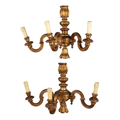 Gilt Wall Lights, Set of 2 For Sale