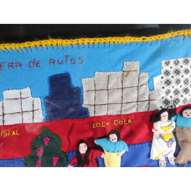 Textile 1990s Vintage Appliqué Folk Art Peru Arpillera Textile Art For Sale - Image 7 of 12