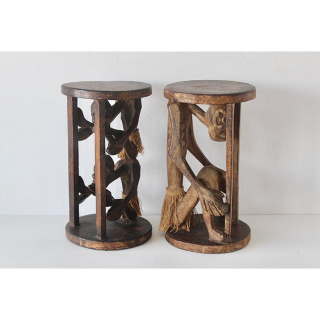 African Vintage African Figural Carved Tables-a Pair For Sale - Image 3 of 18