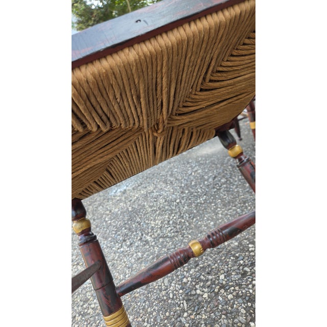 20th-Century Hitchcock-Style Harvest-Stenciled Rush-Seat Dining Chairs—Set of Four For Sale - Image 16 of 18