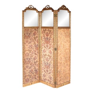 1700s Louis XV Style Gilt Wood Three Panel Folding Screen For Sale