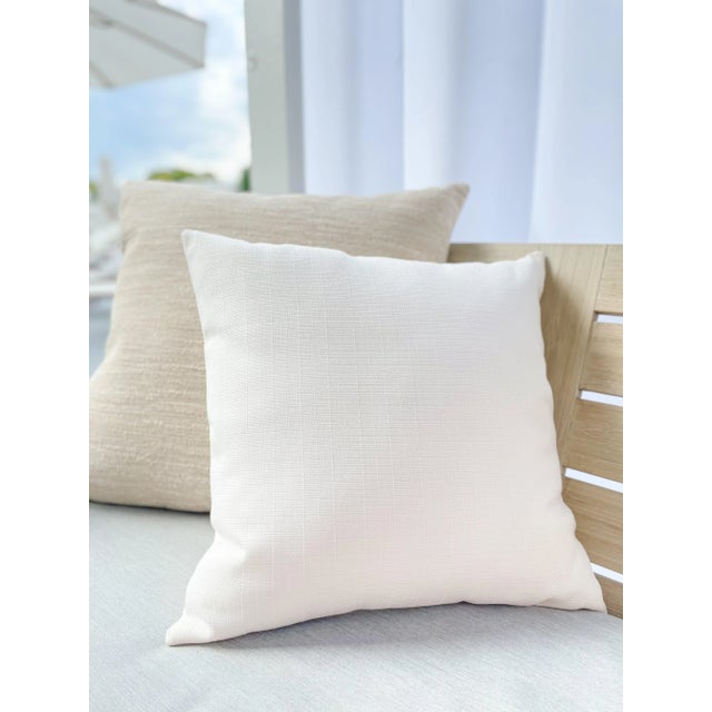 Modern Summer Classic White Indoor Outdoor Pillow 24x24 For Sale - Image 3 of 6