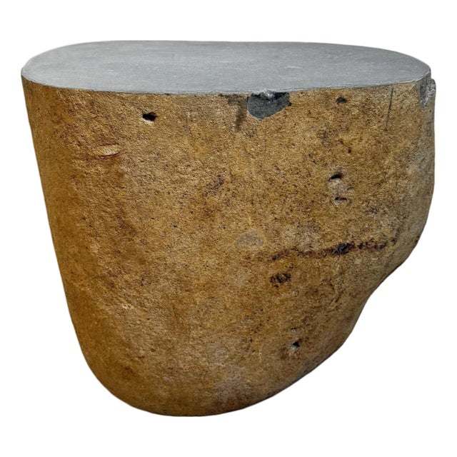 Vintage Outdoor Boulder Stool Side Table For Sale