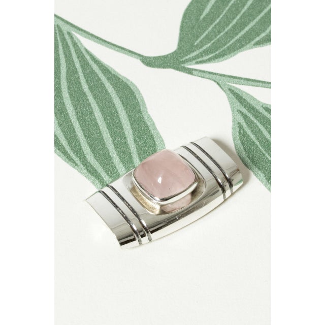 Mid-Century Modern Silver and Rose Quartz Brooch by Elis Kauppi, 1961 For Sale - Image 3 of 6