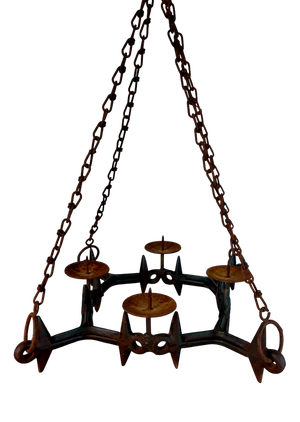 Brutalist Cast Iron Candleholder Chandelier, 1960s