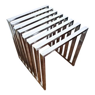 Vintage Polished Stainless Steel Bench/ Side Table For Sale