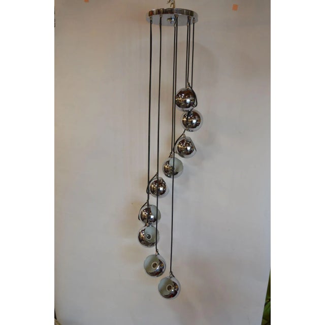 Mid-Century Modern Mid-Century Italian Chrome Cascading Style Chandelier For Sale - Image 3 of 12