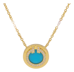 Tiffany & Co. T Collection 18k Yellow Gold Turquoise and Diamond Necklace