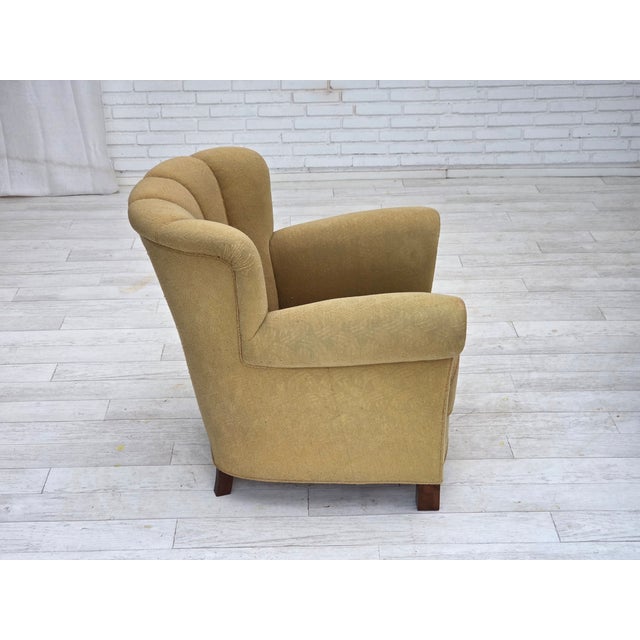 Danish Relax Chair in Light Green Furniture Wool, 1960s For Sale - Image 4 of 16