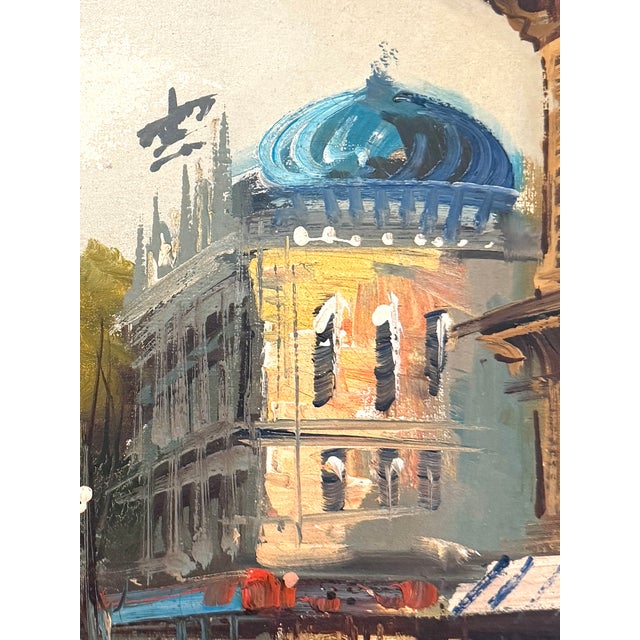 Blue Street of Paris Impressionist Painting Signed Oil on Canvas Original Frame For Sale - Image 8 of 9