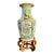 Chinese Famille Rose Floor Vase With Celadon Foo Dog Mask Handles, 24" For Sale