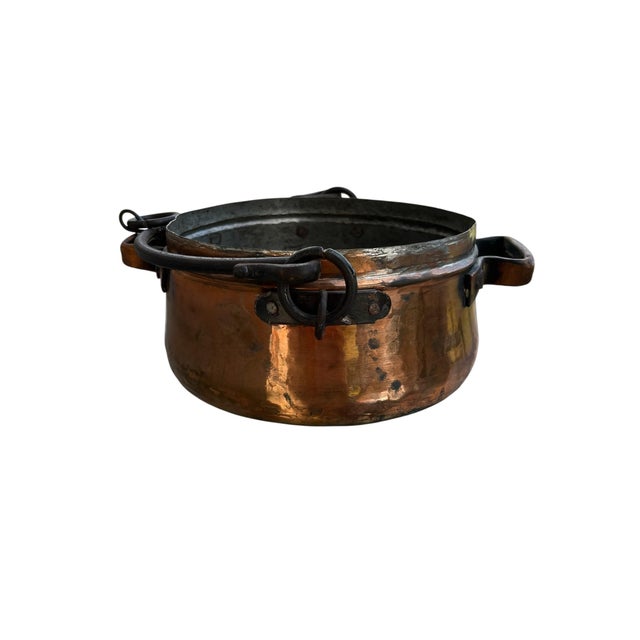 A 19th Century Antique French Small Copper and Wrought Iron Pot or Fireplace Kettle in great condition.