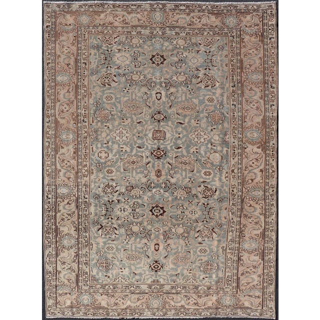 Early 20th Century All-Over Light Green Floral Antique Persian Hamadan Rug With Earthy Tones For Sale - Image 13 of 13