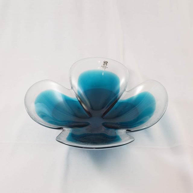 Mats Jonasson Maleras Lucky Four Leaf Clover Bowl Sweden Full Lead Flower Blue According to the Maleras company, this is a...