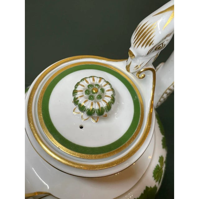 Meissen Porcelain Gilt Green Ivy Leaf Vine Swan Neck Handle Coffee Pot For Sale In Phoenix - Image 6 of 12