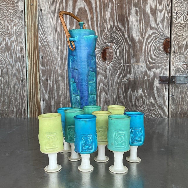 Vintage Mid-Century Modern Studio Pottery Pitcher Set- 11 Pieces For Sale In West Palm - Image 6 of 10