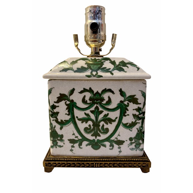 Forest Green Small Chinoiserie Style Ginger Jar Table Lamp For Sale - Image 8 of 8