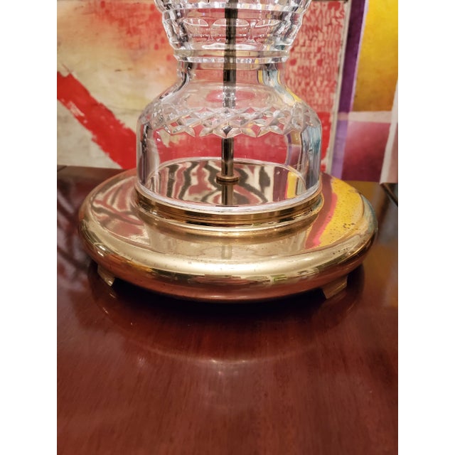 American Pair 1980s Baccarat Style Large Crystal Lamps For Sale - Image 3 of 4