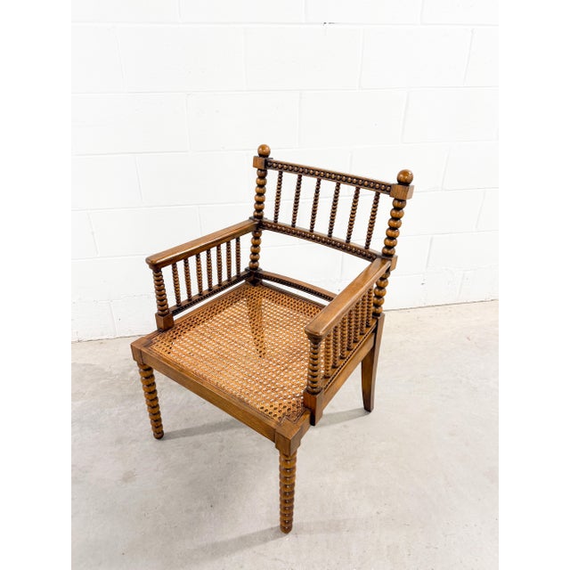Traditional William Morris Style Bobbin Turned Cane Chairs Mid Century For Sale - Image 3 of 18