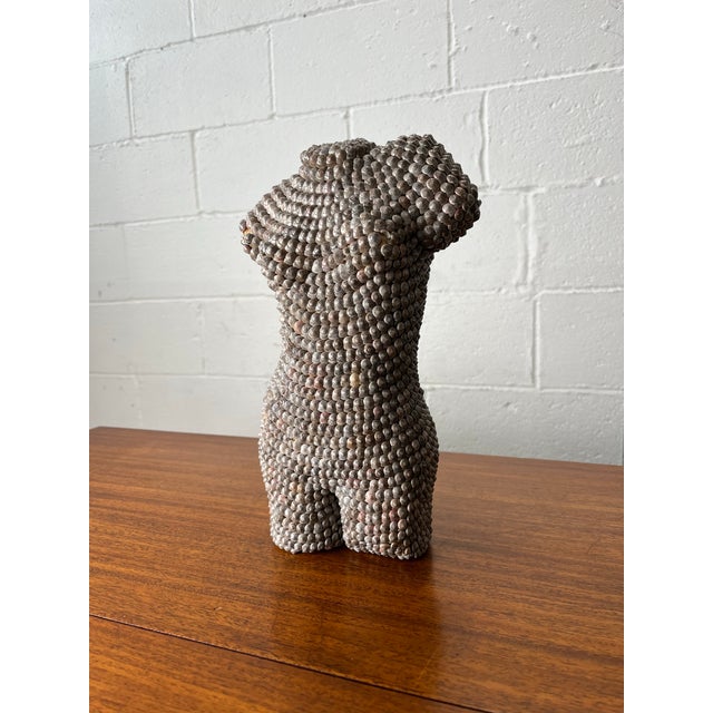 Mid-Century Modern Vintage Shell-Encrusted Nude Torso Sculpture, Mid-Century Modern For Sale - Image 3 of 11